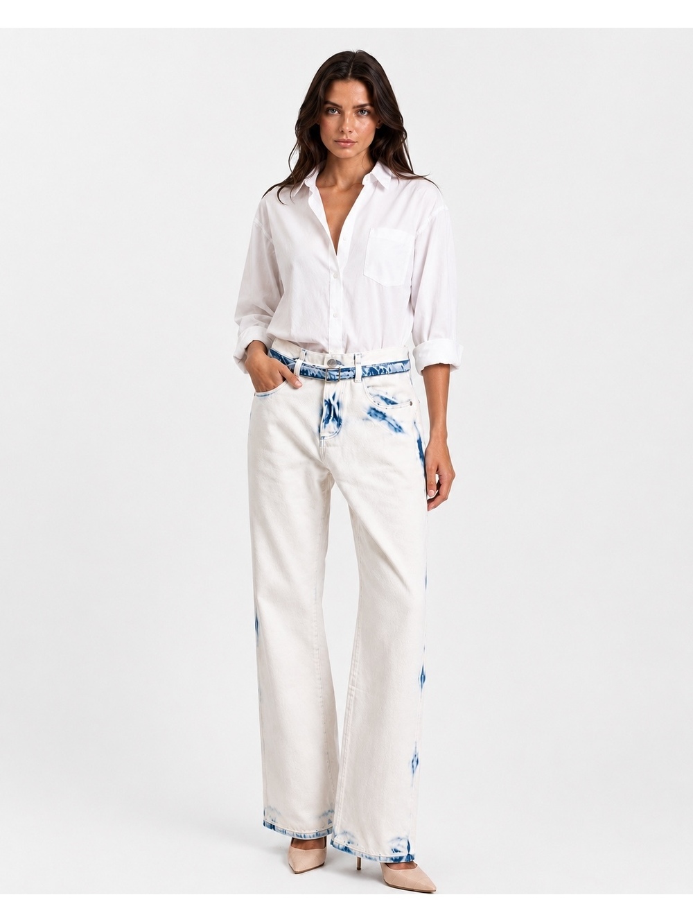 Proenza Schouler Ellsworth Bleached Low Rise Loose Jeans W28 Belted | NWT